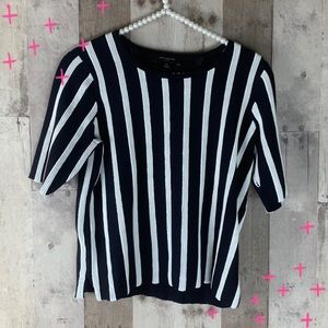 Ann Taylor Petite Navi blue and white stripe top size Medium